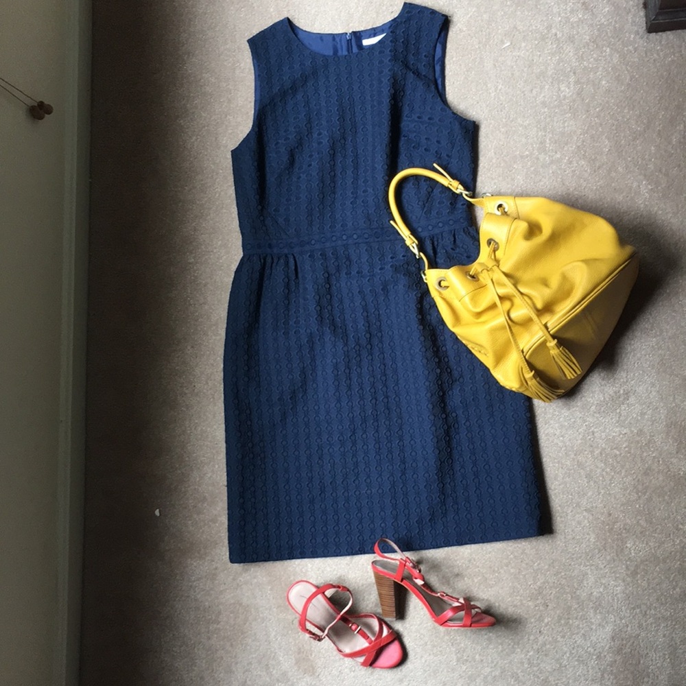 Navy Broderie sleeveless dress from Boden